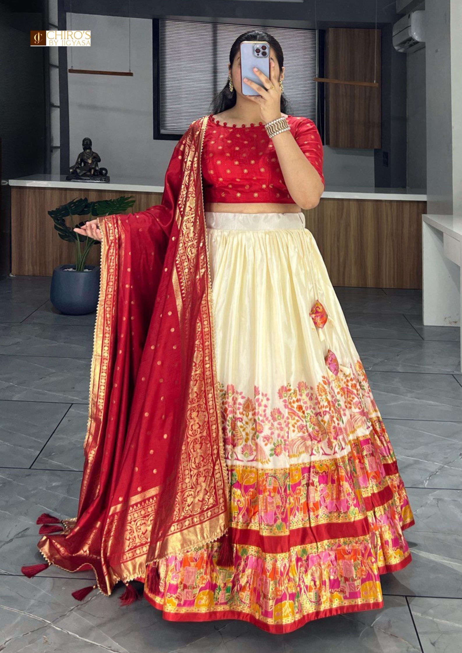 white christmas dresses Pure Traditional Banarasi Barcode Designer Lehenga Choli Perfect for Shaadi  & Festive Occasions– Joshindia main image 1