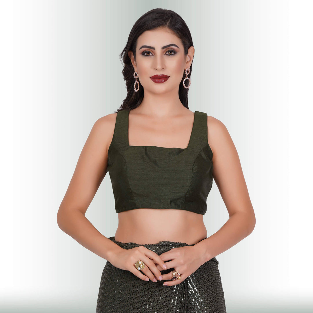 Sequin ReadyMade Saree - Moss - Chiro's By Jigyasa