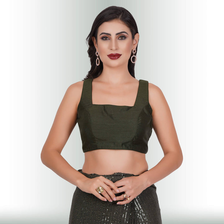 Sequin ReadyMade Saree - Moss - Chiro's By Jigyasa