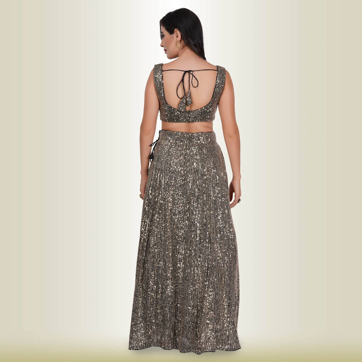 Heavy Gold Sequin Work Party Lehenga.