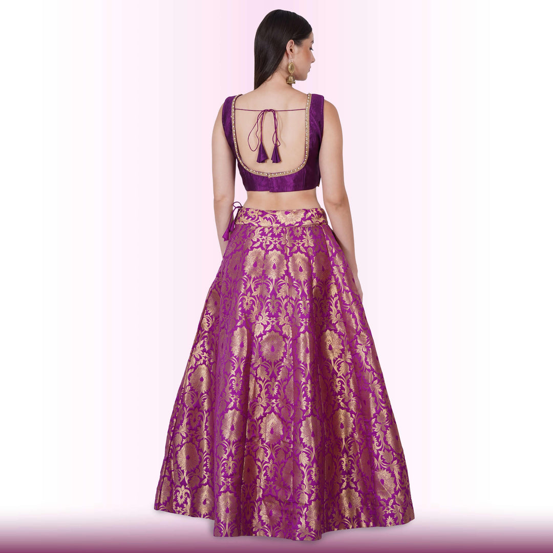 Brocade Lehenga for Celebrations - Purple Media 1 of 6