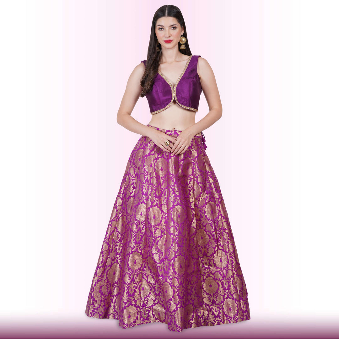 Brocade Lehenga for Celebrations - Purple Media 1 of 6