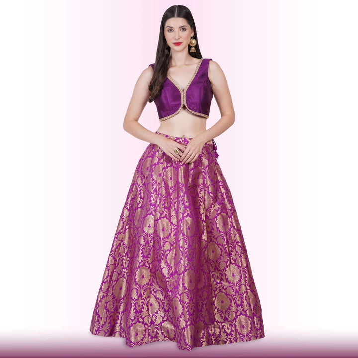 Brocade Lehenga for Celebrations - Purple Media 1 of 6