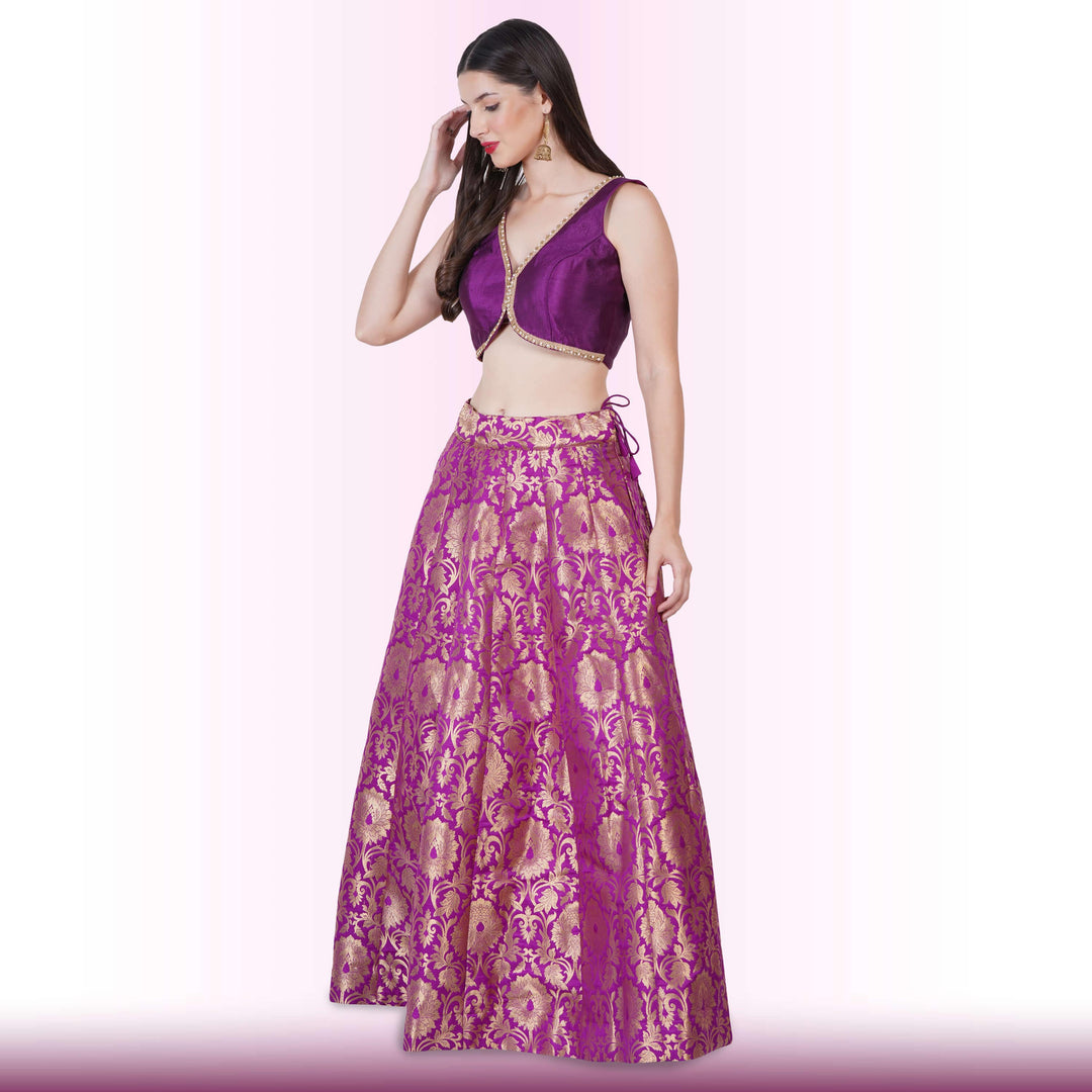 Brocade Lehenga for Celebrations - Purple Media 1 of 6