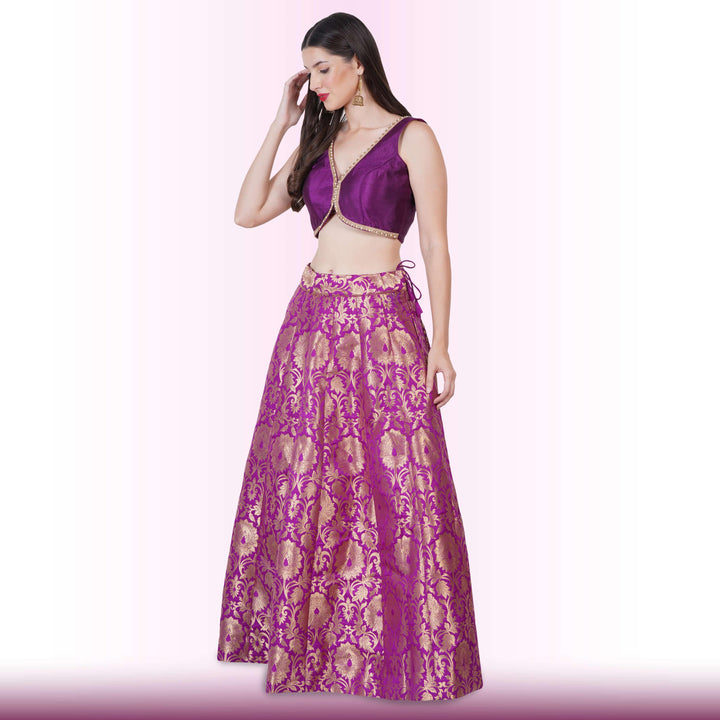 Brocade Lehenga for Celebrations - Purple Media 1 of 6