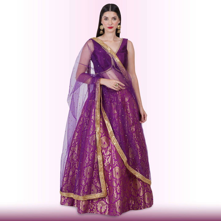 Brocade Lehenga for Celebrations - Purple Media 1 of 6