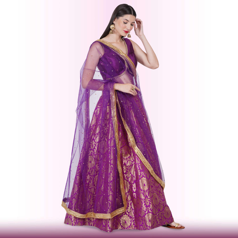 Brocade Lehenga for Celebrations - Purple Media 1 of 6