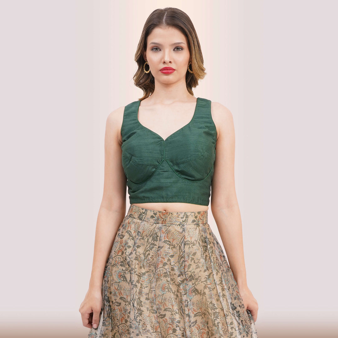 Emerald Green Lehenga & Traditional Print Skirt