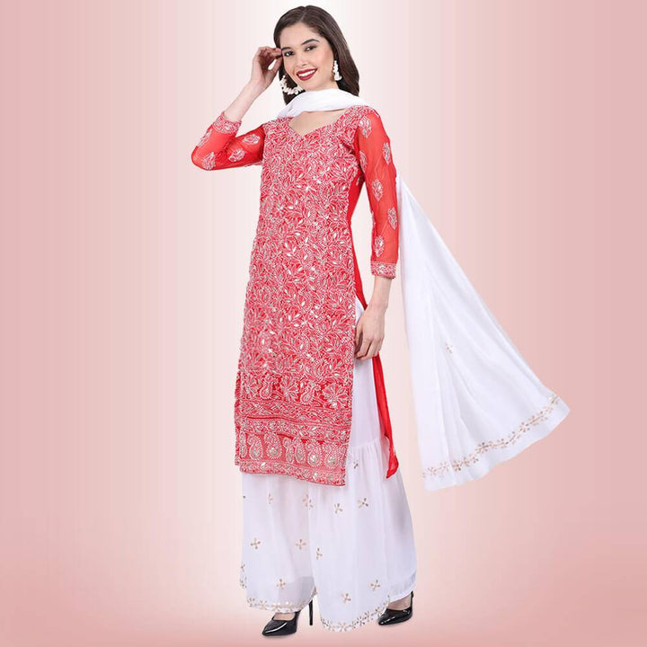 Chikankari And Gota Patti Palazzo Suit