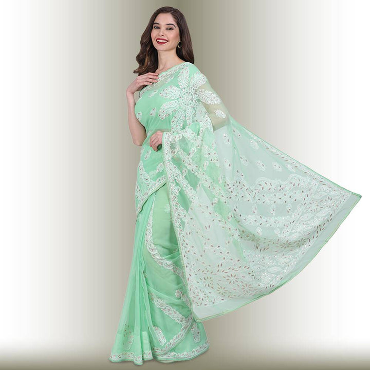 Chikankari  Work Georgette Saree