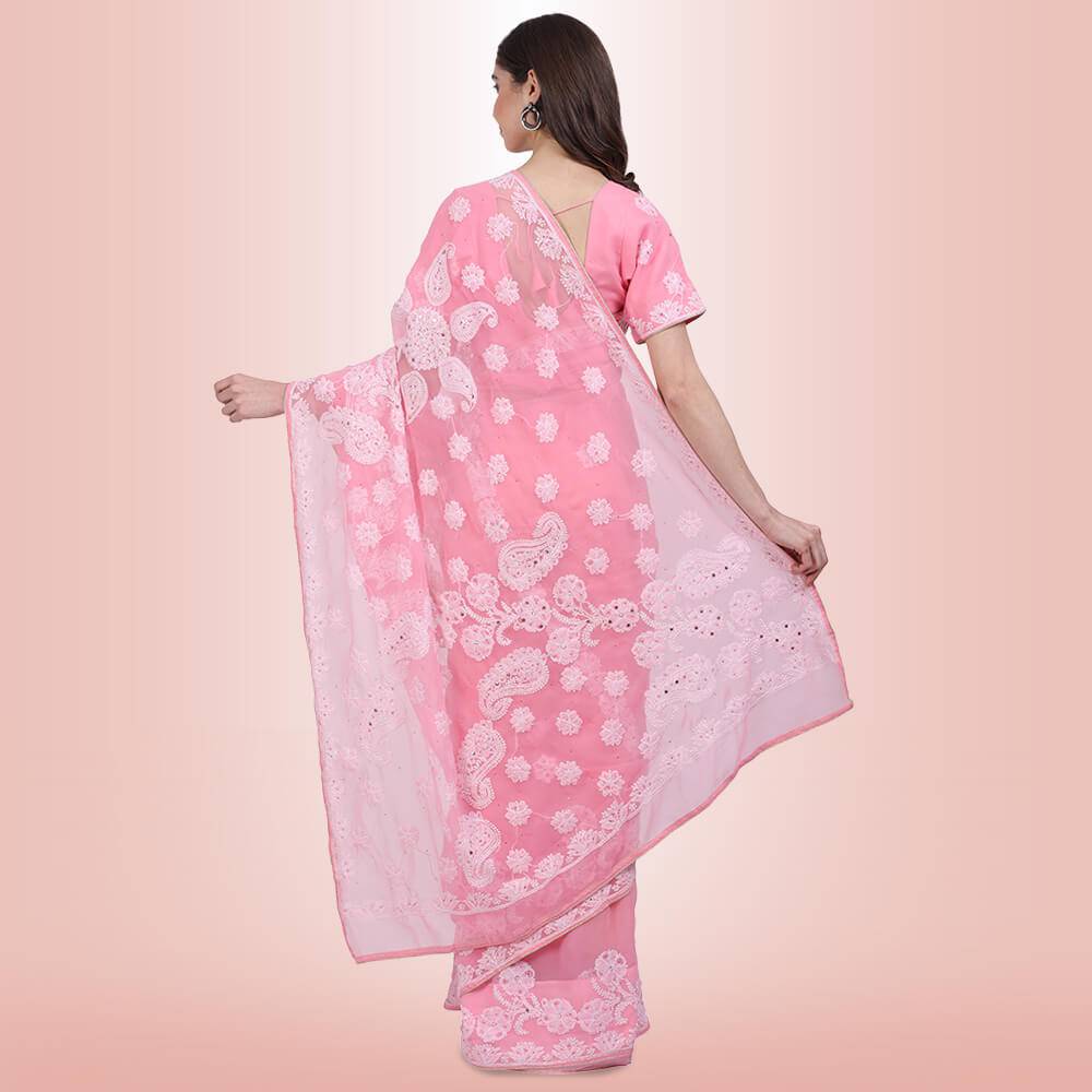 Chikankari  Work Georgette Saree