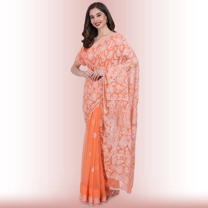 Chikankari  Work Georgette Saree