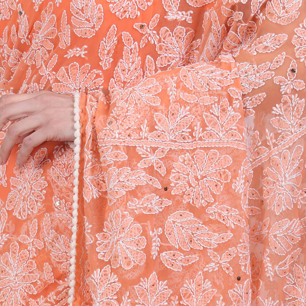 Chikankari  Work Georgette Saree