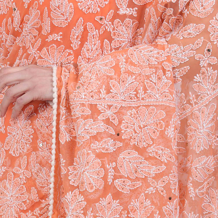 Chikankari  Work Georgette Saree
