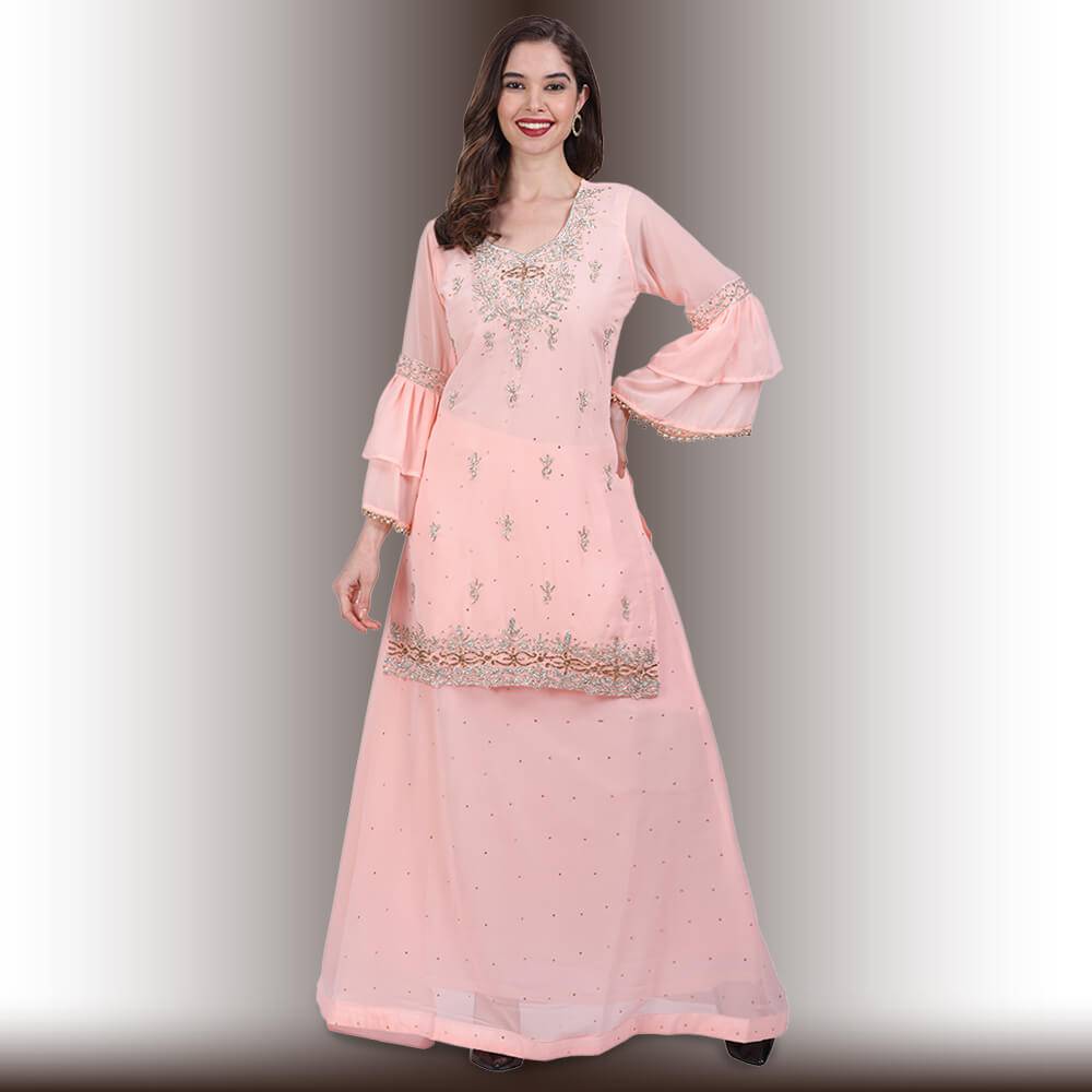 Stone Work Long Top With Lehenga