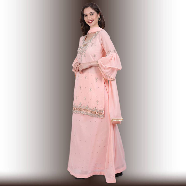 Stone Work Long Top With Lehenga