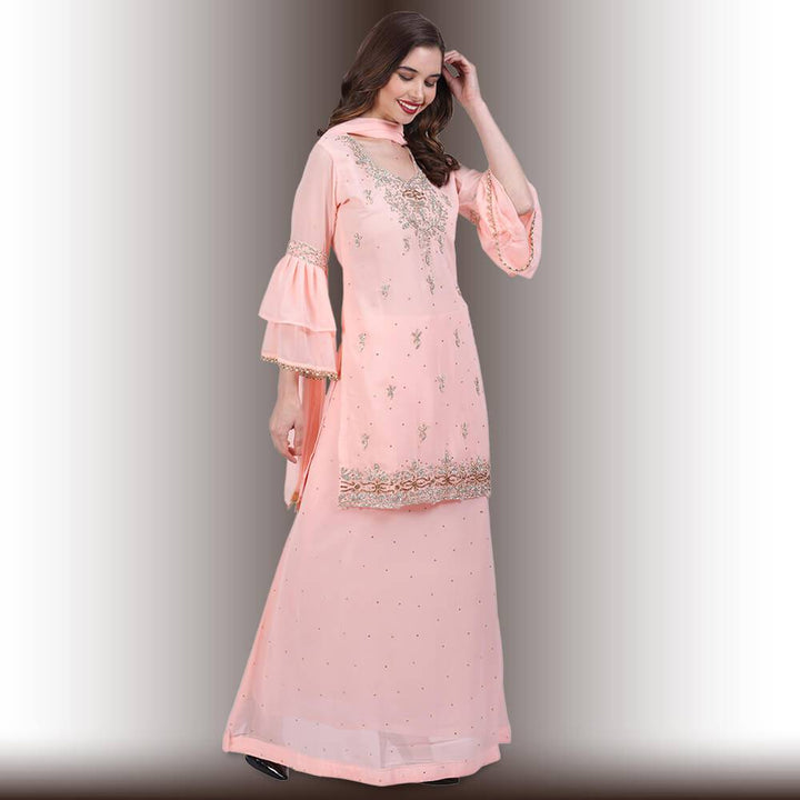 Stone Work Long Top With Lehenga