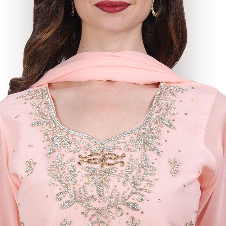 Stone Work Long Top With Lehenga