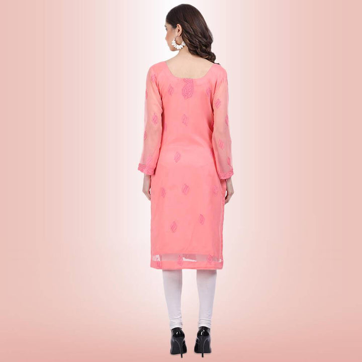 chikankari and mirror work kurti back