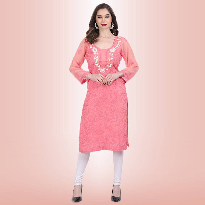 chikankari and mirror work kurti