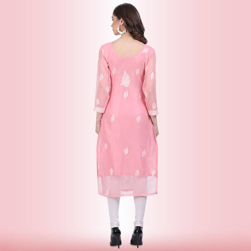 chikankari and mirror work kurti back2