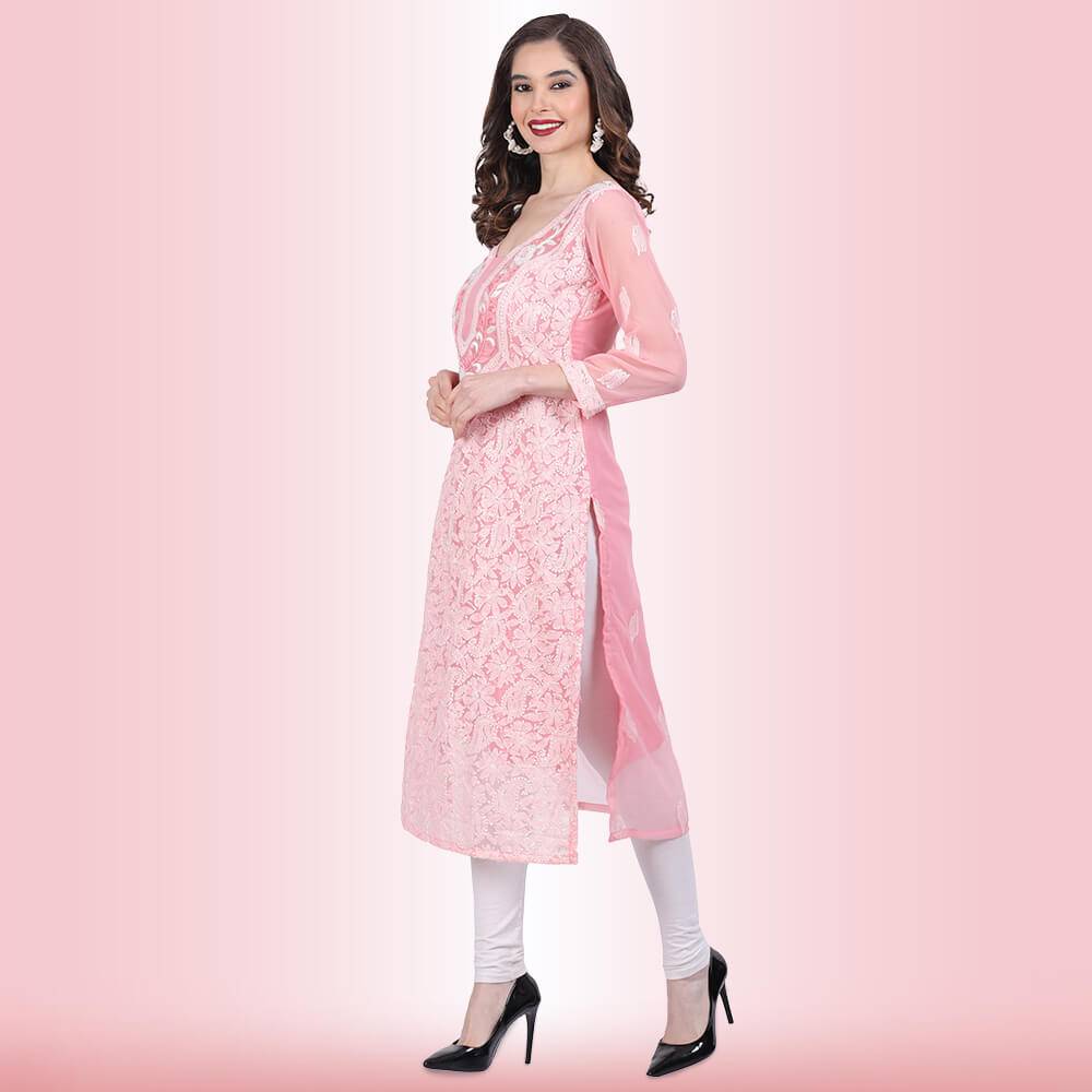 chikankari and mirror work kurti6