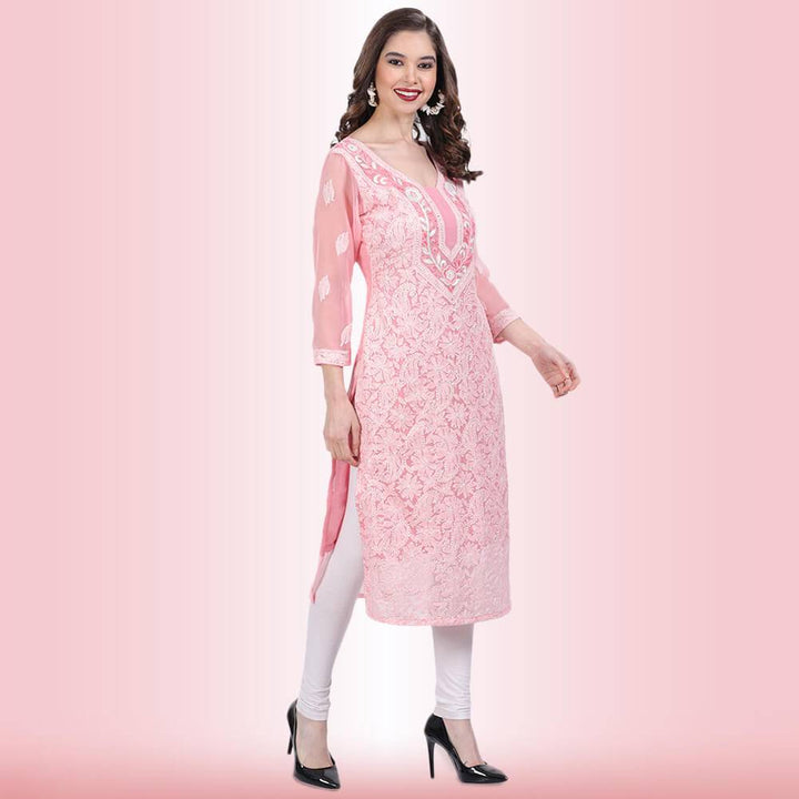 chikankari and mirror work kurti7