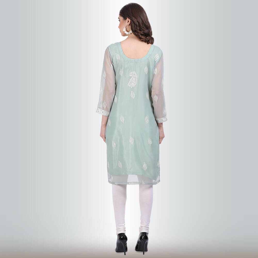 chikankari and mirror work kurti