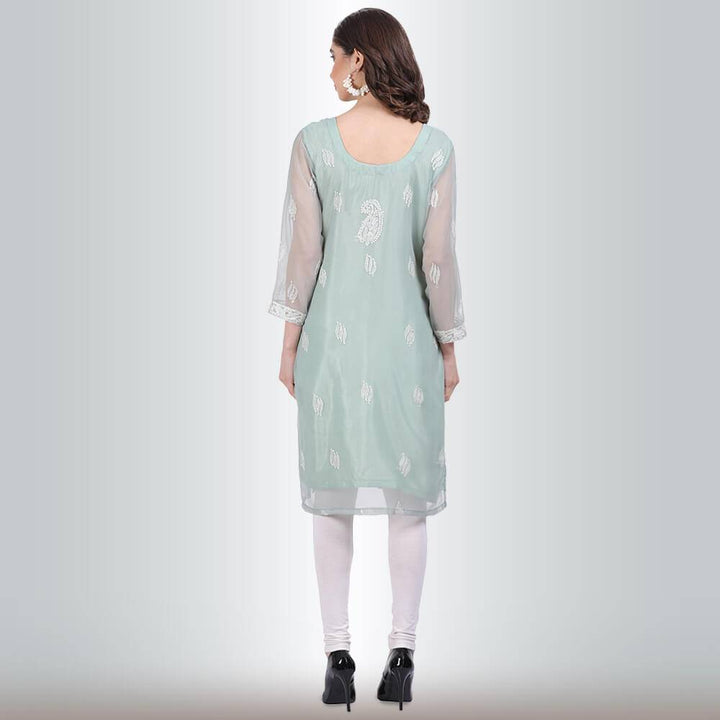chikankari and mirror work kurti