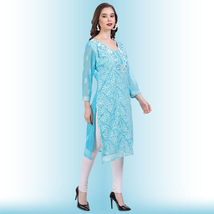 chikankari and mirror work kurti187