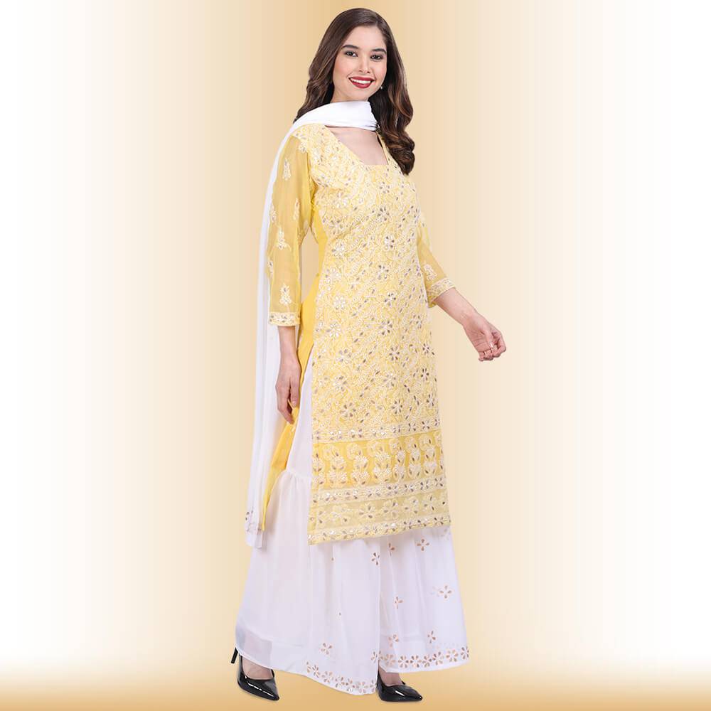 Chikankari And Gota Patti Palazzo Suit