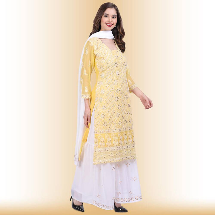 Chikankari And Gota Patti Palazzo Suit