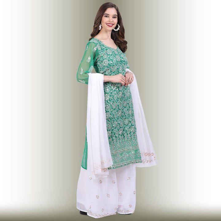 Chikankari And Gota Patti Palazzo Suit