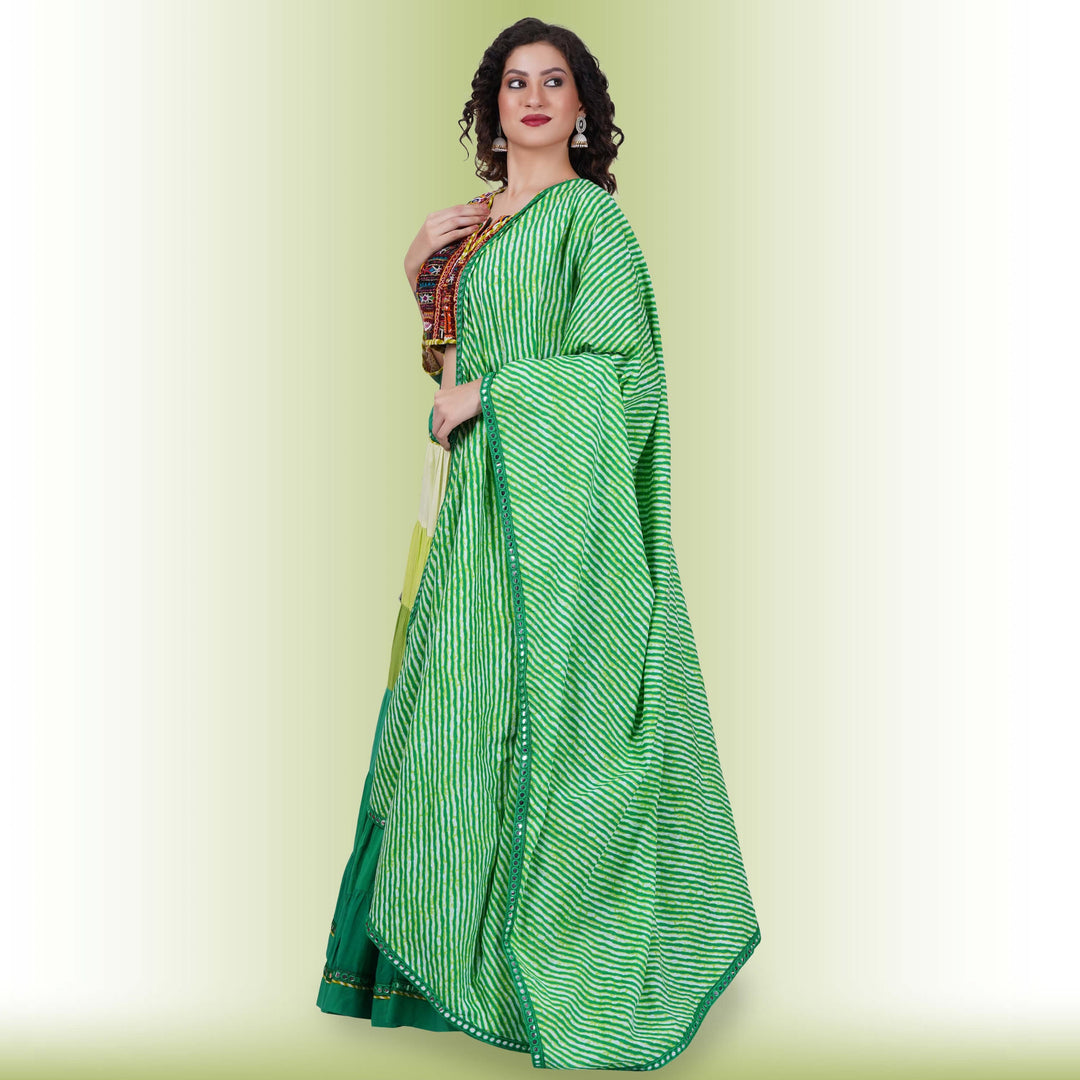 Full Flair Authentic Chania Choli - Green - Chiro's By Jigyasa
