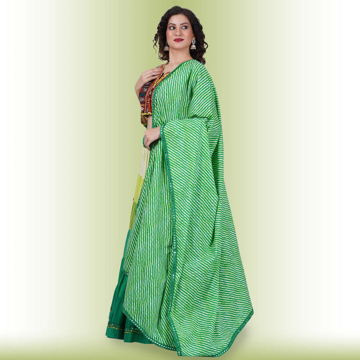 Full Flair Authentic Chania Choli - Green - Chiro's By Jigyasa