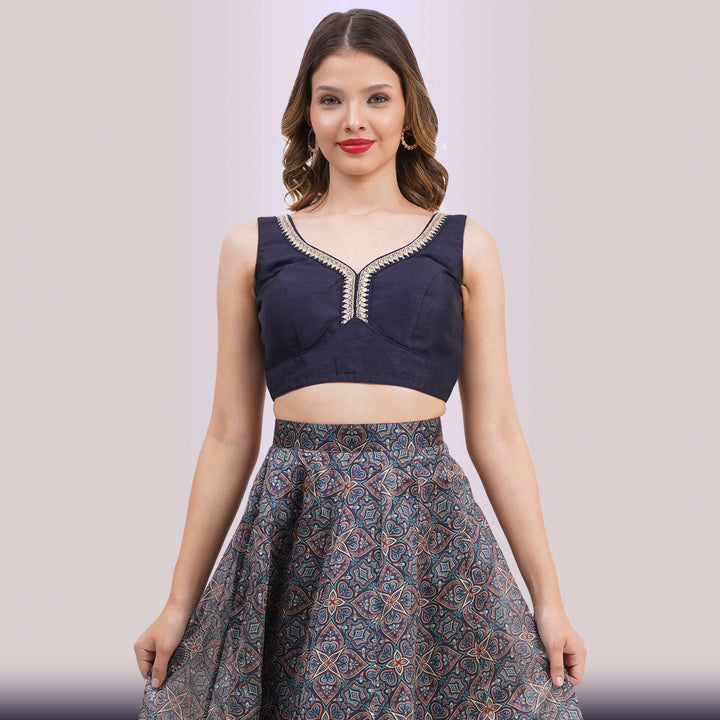 NavyBlueGeometricLehengaCholiSetforpartiesbyChirosbyJigyasa_1