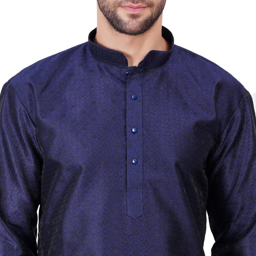 Navy Blue Self design Kurta set