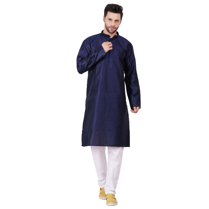 Navy Blue Self design Kurta set