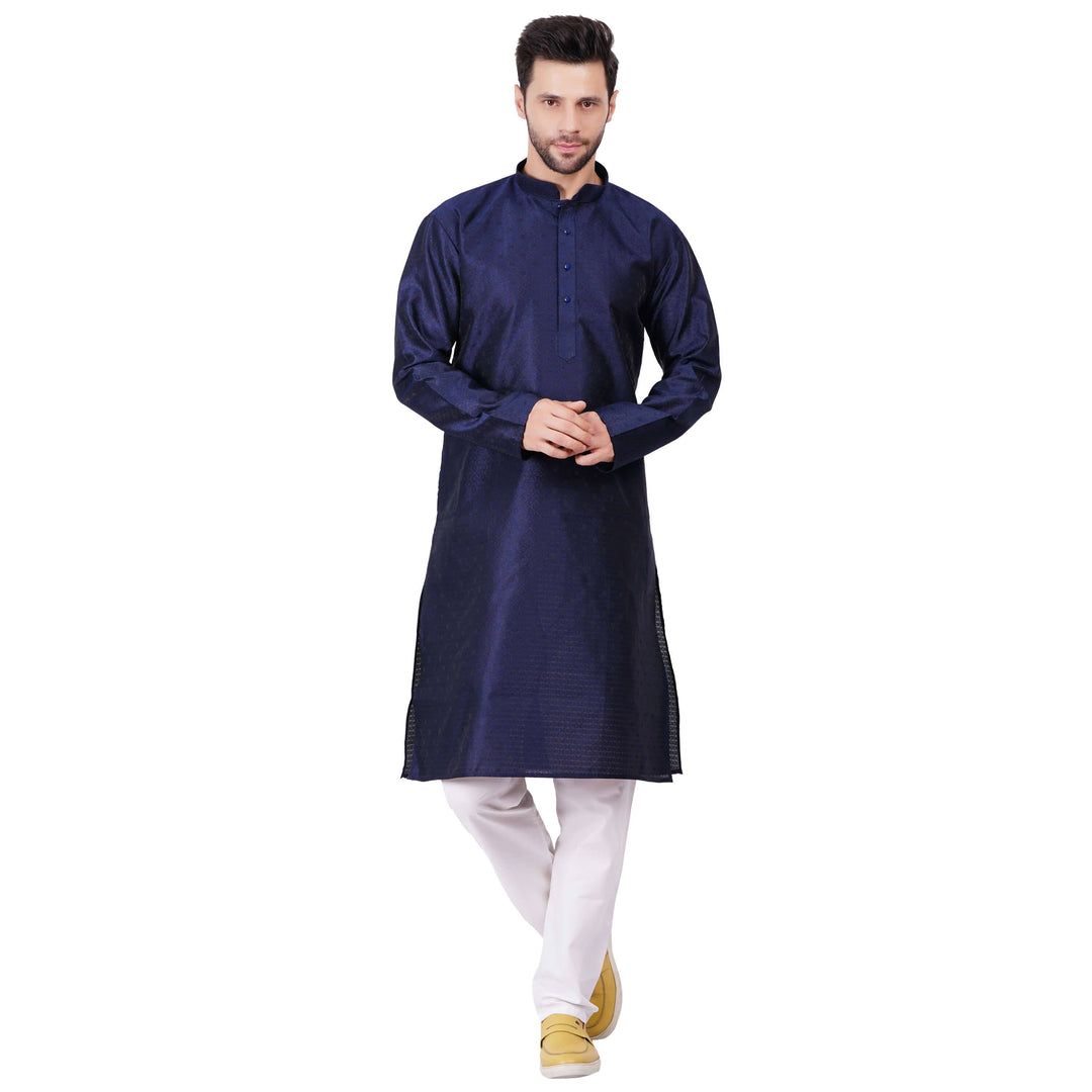Navy Blue Self design Kurta set