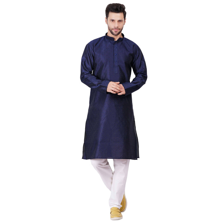 Navy Blue Self design Kurta set