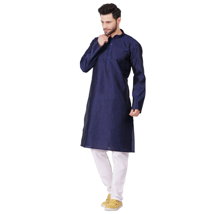 Navy Blue Self design Kurta set