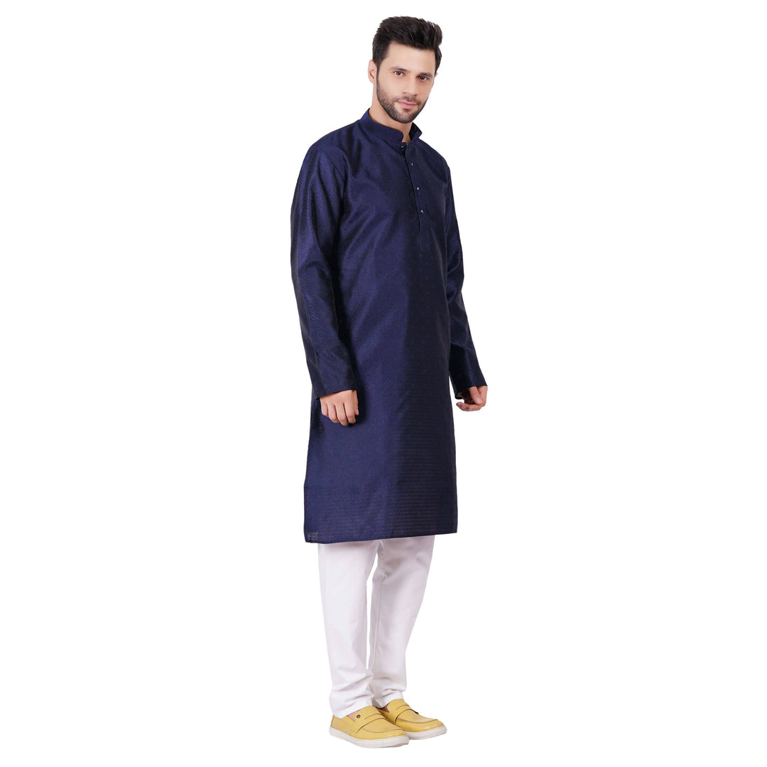 Navy Blue Self design Kurta set