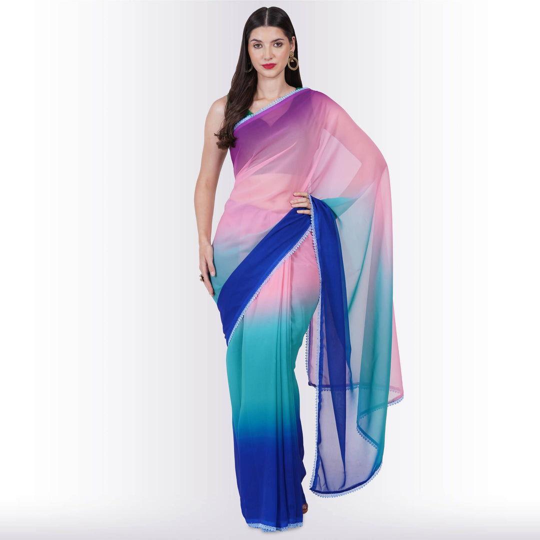 Shaded georgette Saree - Blue