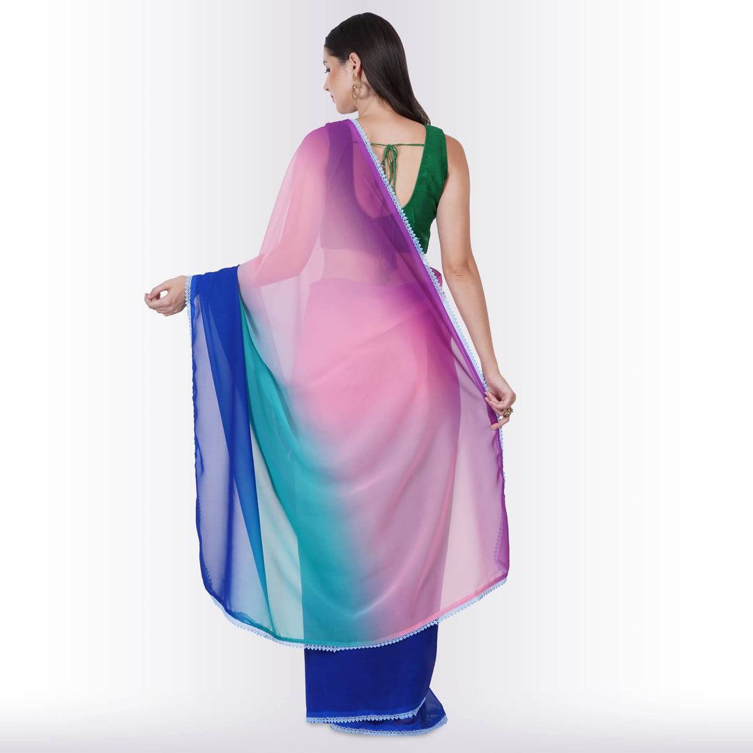 Shaded georgette Saree - Blue