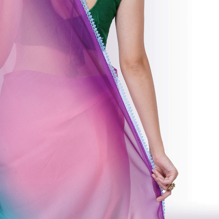 Shaded georgette Saree - Blue