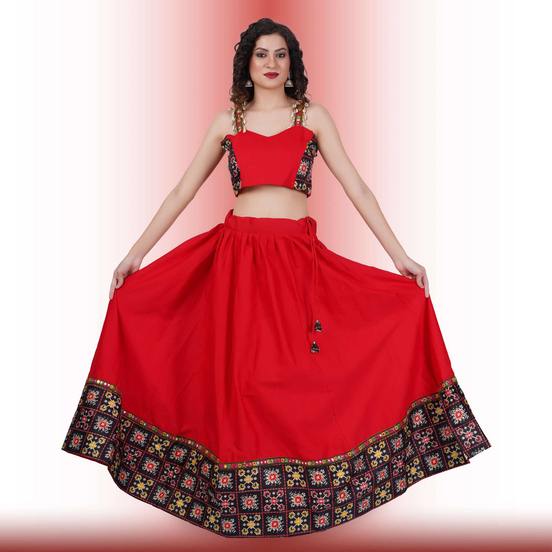 Red and Black Navratri Lehenga