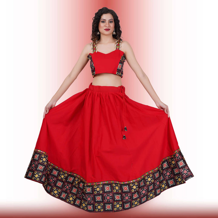 Red and Black Navratri Lehenga