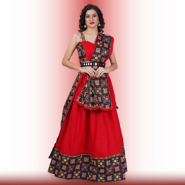 Red and Black Navratri Lehenga
