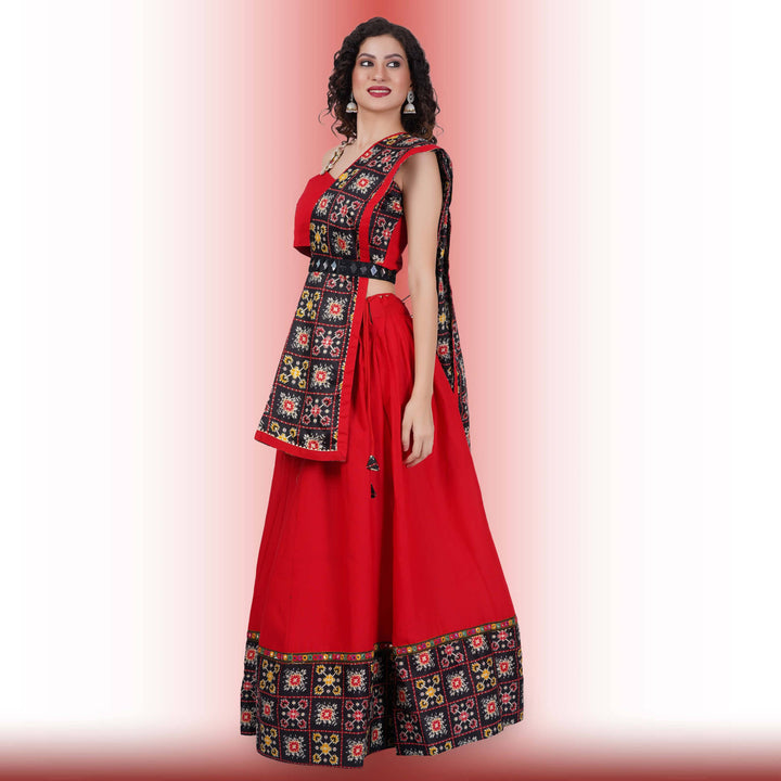 Red and Black Navratri Lehenga