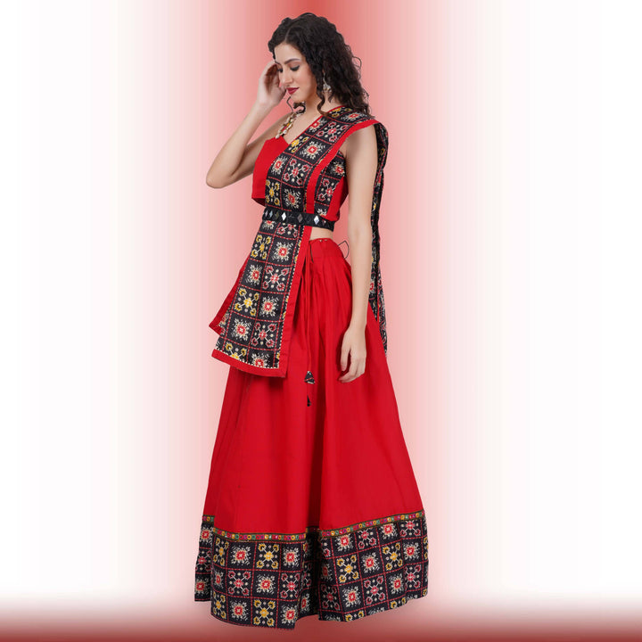 Red and Black Navratri Lehenga